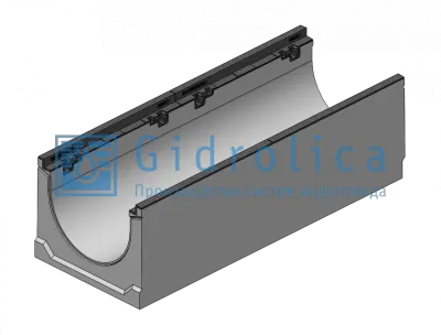Лоток водоотводный бетонный коробчатый (СО-300мм), с чугунной насадкой КU 100.39,9 (30).36(29) - BGZ-S